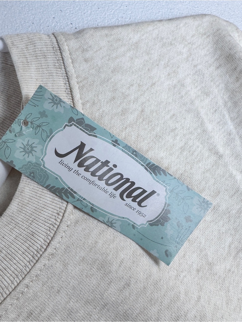 National Sweatshirt Womens PM Petite Medium Heather Beige Fall Truck Blessed NWT - Picture 4 of 7